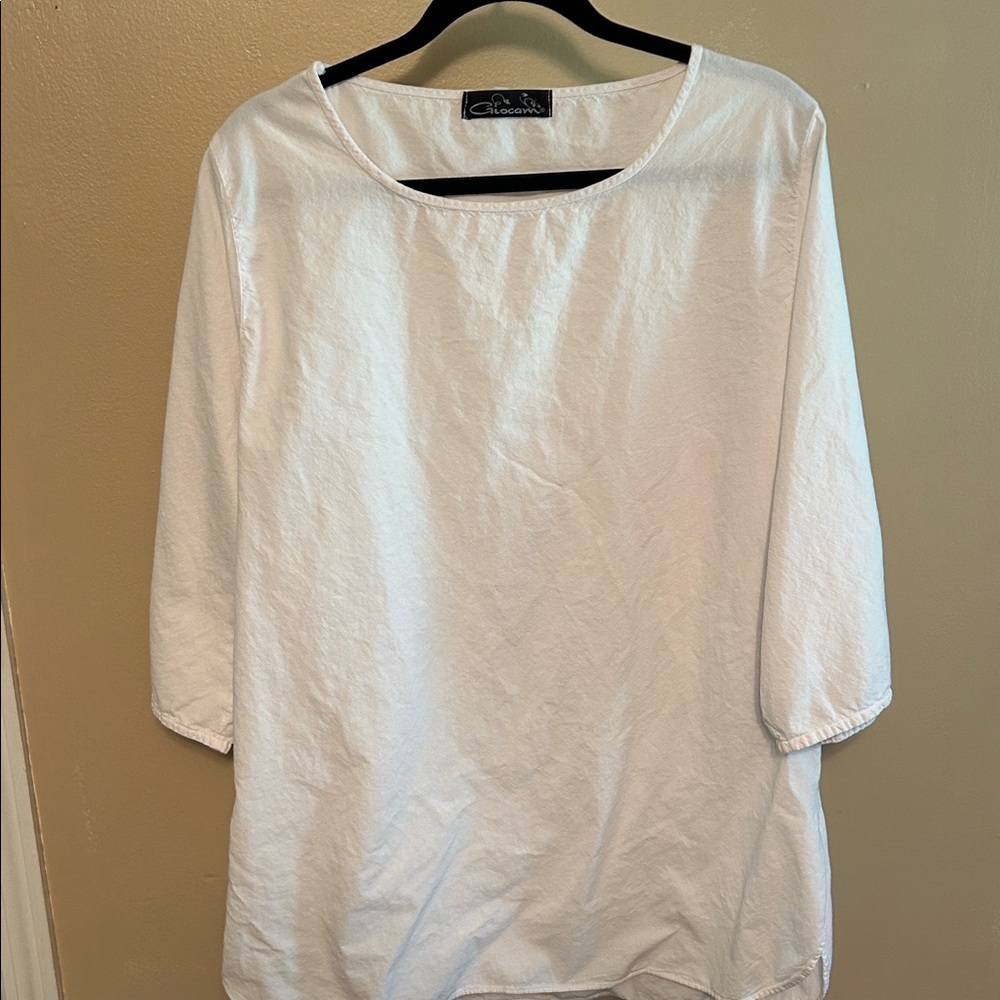 Glocam White 3/4 Sleeve Top